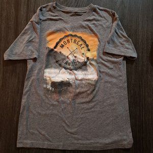 Montreal Canada girls t-shirt, grey with mountain/moose motif, size 10-12